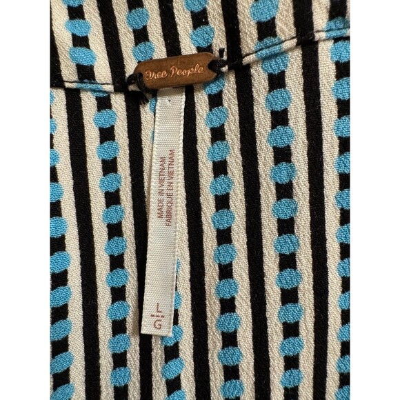 FREE PEOPLE Blouse Mix N Match Kimono Sleeve Floral Boho Top Oversized L V Neck - Picture 4 of 7